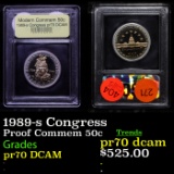 Proof 1989-s Congress Modern Commem Half Dollar 50c Graded GEM++ Proof Deep Cameo By USCG