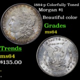 1884-p Colorfully Toned Morgan Dollar $1 Grades Choice Unc