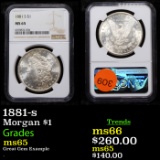 NGC 1881-s Morgan Dollar $1 Graded ms65 By NGC