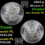 1883-p Morgan Dollar $1 Grades Unc Details PL