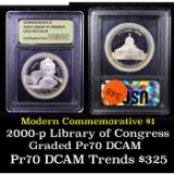 Proof 2000-p Library Of Congress Modern Commem Dollar $1 Graded GEM++ Proof Deep Cameo By USCG