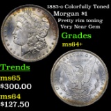 1885-o Colorfully Toned Morgan Dollar $1 Grades Choice+ Unc