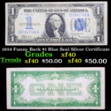 1934 Funny Back $1 Blue Seal Silver Certificate Grades xf