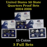 Group of 3 United State Proof Quarter Sets 2004-2006 15 coins