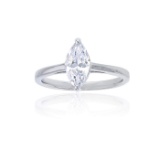 Decidacnce Sterling Silver Rhodium 5x10mm Marquise Cut  Solitaire Engagement Ring Size 8
