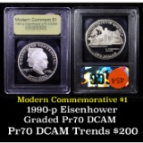 Proof 1990-p Eisenhower Modern Commem Dollar $1 Graded GEM++ Proof Deep Cameo By USCG