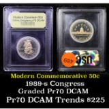 Proof 1989-S Congress Modern Commem Half Dollar 50c Graded GEM++ Proof Deep Cameo By USCG