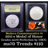 2011-s Medal Of Honor Modern Commem Dollar $1 Graded ms70, Perfection By USCG