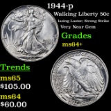 1944-p Walking Liberty Half Dollar 50c Grades Choice+ Unc