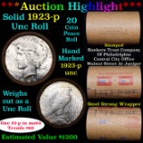 ***Auction Highlight*** 1923-p Uncirculated Peace Dollar Shotgun Roll (fc)