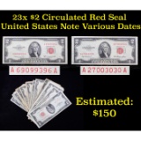 23x $2 Circulated Red Seal United States Note Various Dates