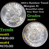 1884-o Rainbow Toned Morgan Dollar $1 Grades Choice+ Unc