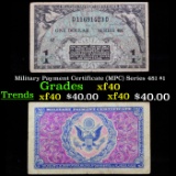 Military Payment Certificate (MPC) Series 481 $1 Grades xf