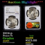 ***Auction Highlight*** NGC 1924-p Peace Dollar $1 Graded ms65 by NGC (fc)