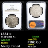 NGC 1881-o Morgan Dollar $1 Graded ms63 By NGC