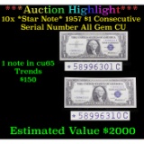 ***Auction Highlight*** 10x *Star Note* 1957 $1 Blue Seal Silver Certificate Consecutive Serial Numb