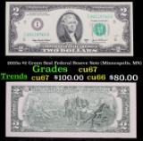 2003a $2 Green Seal Federal Reseve Note (Minneapolis, MN) Grades Gem++ CU
