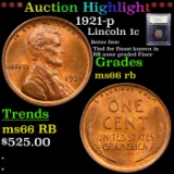 ***Auction Highlight*** 1921-p Lincoln Cent 1c Graded GEM+ Unc RB By USCG (fc)