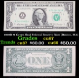 1969B $1 Green Seal Federal Reserve Note (Boston, MA) Grades Gem++ CU