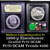 Proof 1990-P Eisenhower Modern Commem Dollar $1 Graded GEM++ Proof Deep Cameo By USCG