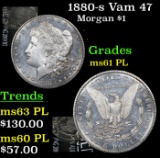 1880-s Vam 47 Morgan Dollar $1 Grades Unc+ PL