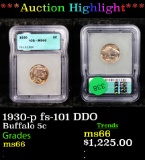 1930-p fs-101 DDO Buffalo Nickel 5c Graded ms66 By ICG