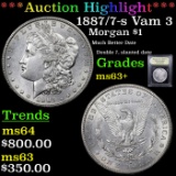 ***Auction Highlight*** 1887/7-s Vam 3 Morgan Dollar 1 Graded Select+ Unc By USCG (fc)