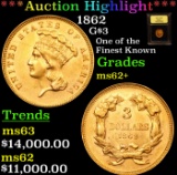 ***Auction Highlight*** 1862 Three Dollar Gold 3 Graded Select Unc By USCG (fc)