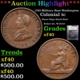 ***Auction Highlight*** 1783 Military Bust Washington Colonial Cent 1c Graded xf By USCG (fc)