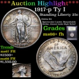 ***Auction Highlight*** 1917-p Ty I Standing Liberty Quarter 25c Graded GEM++ FH BY USCG (fc)