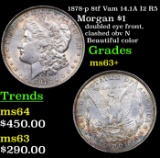 1878-p 8tf Vam 14.1A I2 R5 Morgan Dollar $1 Grades Select+ Unc