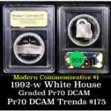 Proof 1992-W White House Modern Commem Dollar $1 Graded GEM++ Proof Deep Cameo By USCG
