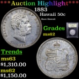 ***Auction Highlight*** 1883 Hawaii Half 50c Graded Select Unc By USCG (fc)