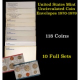 Group of 10 United States Mint Uncurculated Coin Sets In Original Government Packaging 1970-1979 118