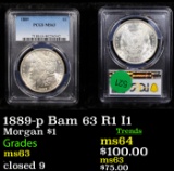 PCGS 1889-p Bam 63 R1 I1 Morgan Dollar $1 Graded ms63 By PCGS