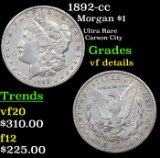 1892-cc Morgan Dollar $1 Grades vf details