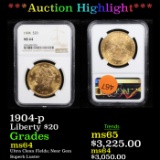 ***Auction Highlight*** NGC 1904-p Gold Liberty Double Eagle 20 Graded ms64 By NGC (fc)