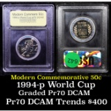 Proof 1994-P World Cup Modern Commem Half Dollar 50c Graded GEM++ Proof Deep Cameo By USCG