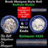 Buffalo Nickel Shotgun Roll in Old Bank Style Bell Telephone Wrapper 1913& d Mint Ends