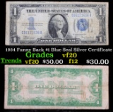 1934 Funny Back $1 Blue Seal Silver Certificate Grades vf, very fine