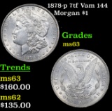 1878-p 7tf Vam 144 Morgan Dollar $1 Grades Select Unc