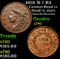 1835 N-7 R3 Coronet Head Large Cent 1c Grades xf