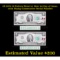2X 1976 $2 Federal Reserve Note 1st Day of Issue, with Stamp Consecutive Serial Number Gem CU