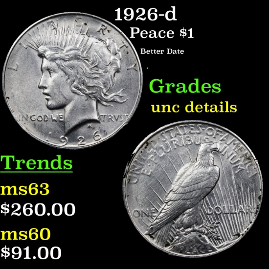 1926-d Peace Dollar $1 Grades Unc Details