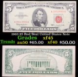 1963 $5 Red Seal Untied States Note xf+