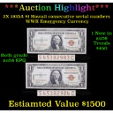 ***Auction Highlight*** 2X 1935A $1 Hawaii consecutive serial numbers WWII Emergency Currency Choice