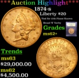 ***Auction Highlight*** 1874-s Gold Liberty Double Eagle $20 Graded Select Unc By USCG (fc)