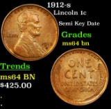 1912-s Lincoln Cent 1c Grades Choice Unc BN