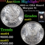 ***Auction Highlight*** ANACS 1882-cc GSA Hoard Morgan Dollar $1 Graded ms63 By ANACS (fc)