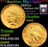 ***Auction Highlight*** 1915-s Gold Indian Eagle $10 Graded Select Unc BY USCG (fc)